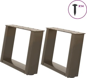 vidaXL Picioare pentru măsuță de cafea în formă de U, 2 buc., oțel natural, 50x(30-31) cm