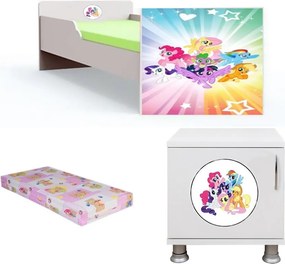 Pat tineret Pony cu saltea si noptiera Cadou