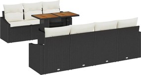 vidaXL Set de masă pentru grădină cu pernă 8 pcs Negru și Crem