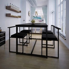 244269 vidaXL Set masă și scaune de bucătărie, negru, 5 piese