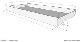 Această combinație LONDON în antracit constă dintr-un pat (90x200) cu sertar.