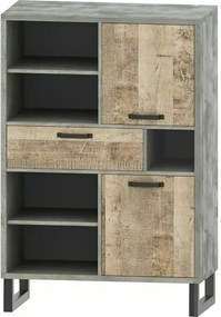 Comoda Bari, stejar nisip/gri, PAL, 90x45x134 cm