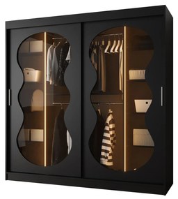 Dulap de haine 200 cm Boomer 3 (Negru) (cu iluminat). 1126284