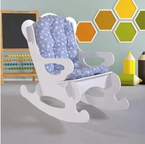 Scaun balansoar copii 40×70×65 cm – MDF alb/albastru, Baby Puzzle