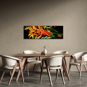 Tablou buchetului portocaliu (cu ceas) (90x30 cm)