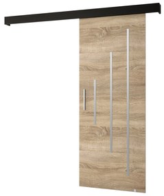 Uși culisante 90 cm Sharlene Y (stejar sonoma + negru mat + argintiu). 1044053