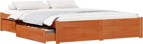 vidaXL Cadru de pat Maroniu cerat 150 x 200 cm Lemn de pin masiv