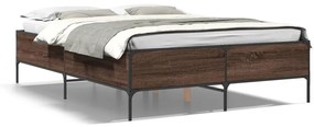 3279806 vidaXL Cadru de pat, stejar maro, 120x200 cm, lemn prelucrat și metal