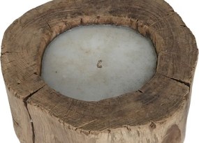 Lumânare decorativă turnată în trunchi masiv de lemn de tec reciclat, 30×30×40 cm, „Flambeau"