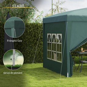 Outsunny Cort impermeabil 3x3 m pentru gradina, cort cu panouri laterale pliabile din otel si copertina din material Oxford, Verde | Aosom Romania