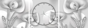 Tablou -Design flori (cu ceas) (90x30 cm)