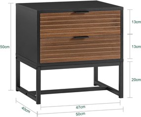 NON18 - Set 2x Noptiere cu 2 sertare si Fronturi riflate - Negru - Maro