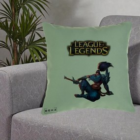 Perna Personalizata League of Legends Yasuo, 40x40 cm, Verde, Husa Detasabila, Perna Inclusa, BEKZ®