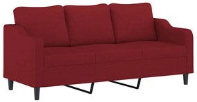 348959 vidaXL Canapea cu 3 locuri, roșu vin, 180 cm, material textil