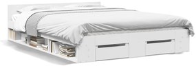 3280755 vidaXL Cadru de pat cu sertare, alb, 120x200 cm, lemn prelucrat