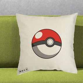 Perna Personalizata Pokeball Rosie, 40x40 cm, Ecru, Husa Detasabila, Perna Inclusa, BEKZ®