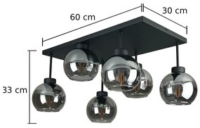 Lustră aplicată NESSA 6xE27/60W/230V negru/negru fumuriu