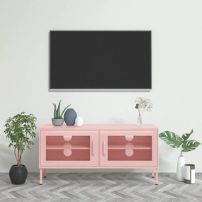 vidaXL Comodă TV, roz, 105x35x50 cm, oțel