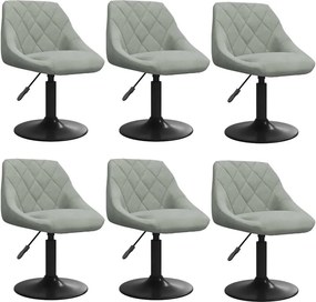 vidaXL Scaune de sufragerie pivotante 6 buc, gri deschis, catifea