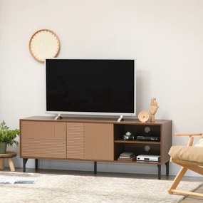 HOMCOM Suport TV Modern cu Rafturi Deschise, pentru Televizoare până la 65", Design Elegant, Maro | Aosom Romania
