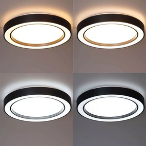 Plafonieră neagră cu LED RGBW reglabil cu telecomandă inclus - Arco