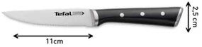 Tefal - Set de 4 cuțite pentru steak din oțel inoxidabil ICE FORCE, 11 cm, crom/negru