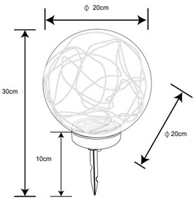Corp de iluminat solar 30xLED/0,06W/1,2V d. 20 cm IP44 Globo 33806