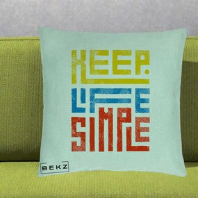 Perna Decorativa Keep Life Simple Colorat, 40x40 cm, Verde Menta, Husa Detasabila, Perna Inclusa, BEKZ®