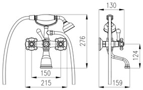 RAV Slezák MK559.5/2SM - Set pentru cadă cu baterie MORAVA RETRO, alamă antică