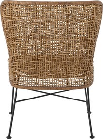 Fotoliu din rattan natural și metal, natur, cu cadru metalic negru, 69x59,5x81,5 cm, „Somme"