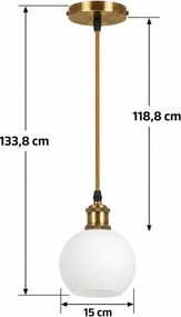 BRILAGI - Lustră LED pe cablu RETRO GLASS 1xE27/60W/230V Ø 15 cm auriu/alb