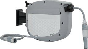 Outsunny Bobină furtun retractabil 10+1 m cu duză 2 moduri blocare automată și retragere controlată suport gri | Aosom Romania