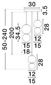 Lustra LED decorativa portelan mocha, jasper, gri, sticla alb, NOESIS