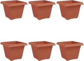 vidaXL Vază pătrată pentru flori 6 pcs Roșu cărămidă 43 x 43 x 33,5 cm