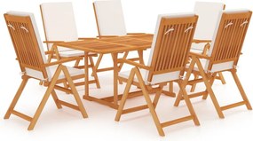 vidaXL Set mobilier de grădină cu perne, 7 piese, lemn masiv de tec