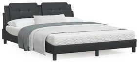 3208191 vidaXL Cadru de pat cu tăblie, negru, 160x200 cm, piele ecologică