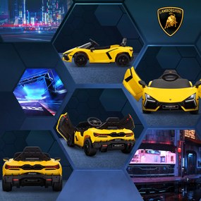 AIYAPLAY Mașină electrică 12V cu licență Lamborghini Revue vehicul electric telecomandă viteză 3-5 km/h 3-5 ani galben | Aosom Romania