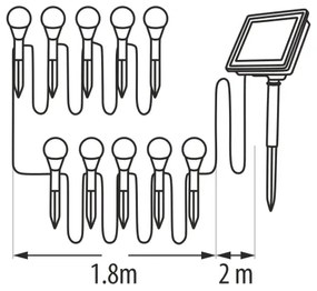 Lampă solară LED RGB, 10 x LED, 1,2 V, 300 mAh, IP44, neagră