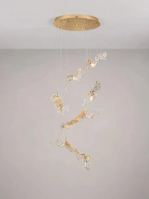 Lustra cu pendule LED otel auriu si sticla transparenta AVESA 60W