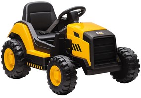 AIYAPLAY Mașină Electrică pentru Copii 3-6 Ani, Licențiată Oficial de CAT, 12V, Control Manual și cu Telecomandă, Galben | Aosom Romania