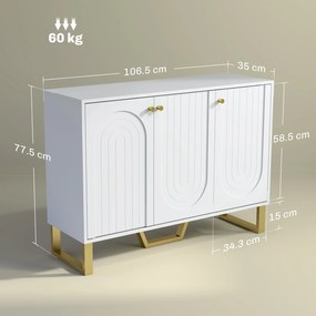 HOMCOM Bufet sufragerie cu dulap cu uși și raft reglabil, 106,5 x 35 x 77,5 cm, alb | Aosom Romania