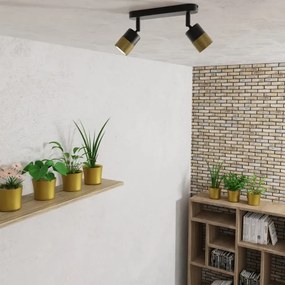 Spot MIZU 2xGU10/8W/230V negru/alamă