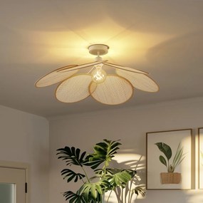 Plafonieră Japandi crem cu abajur din in - Aisha