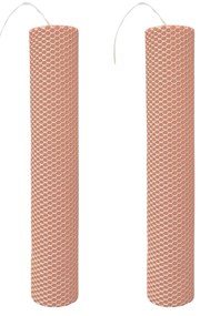 Set 2 Lumanari naturale fagure din Ceara de Albine colorata Roz pudra 7 cm, 35 cm