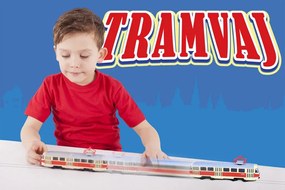 Tramvai unic din metalic Tatra T3, 16cm - cu tragere