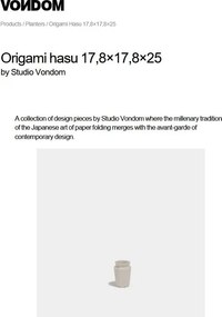 Ghiveci plante design decorativ modern exterior/interior ORIGAMI Hasu 17,8×17,8×25cm