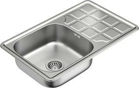 Chiuveta inox Quadron Louis 111 cu o cuva cu picurator finisaj inox texturat 47x48 cm