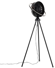 Ventilator de podea cu trepied negru, inclusiv LED reglabil cu 3 trepte de luminozitate - Marleen