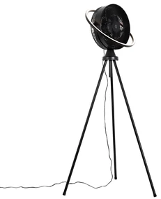 Ventilator de podea cu trepied negru, inclusiv LED reglabil cu 3 trepte de luminozitate - Marleen