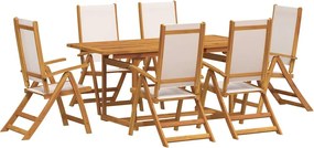 vidaXL Set mobilier de grădină, 7 piese, lemn masiv acacia/textilenă
